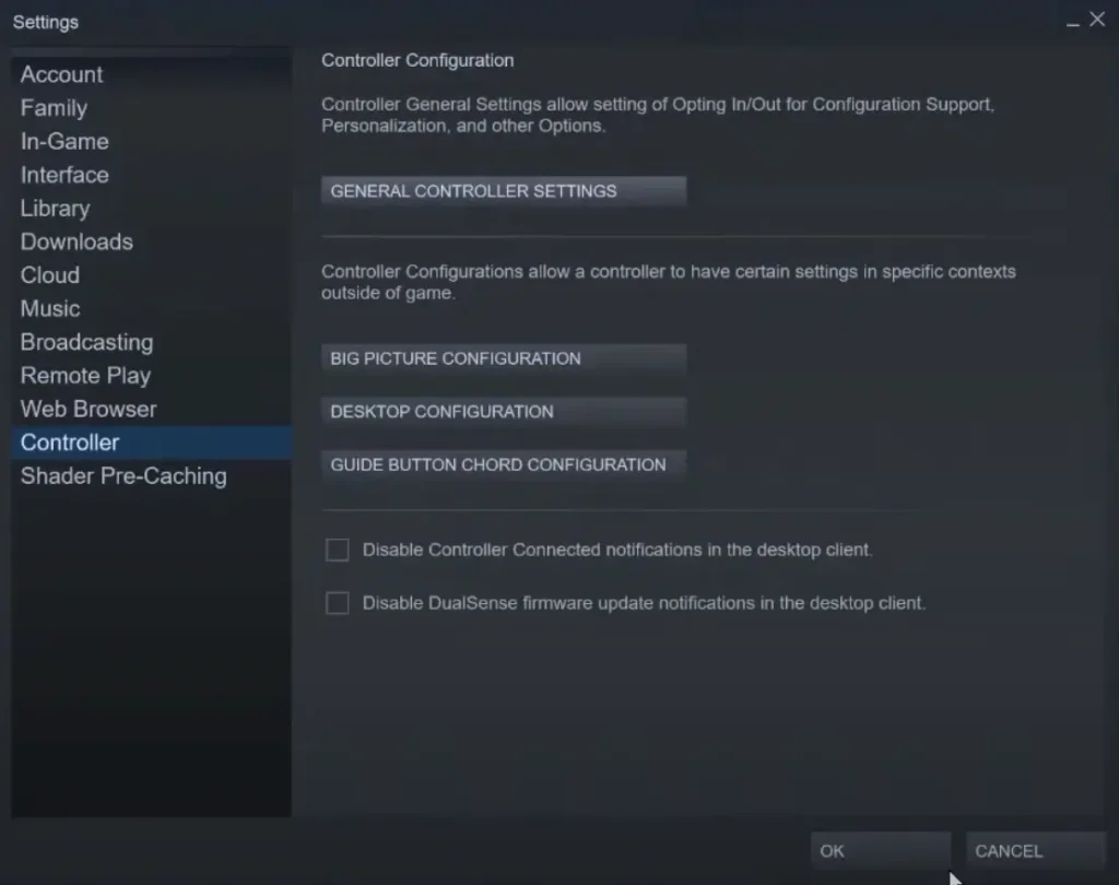 controller settings in steam