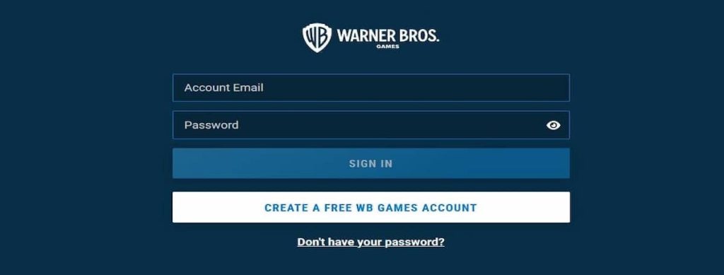 Create or Sign In to Your Warner Bros. Games Account