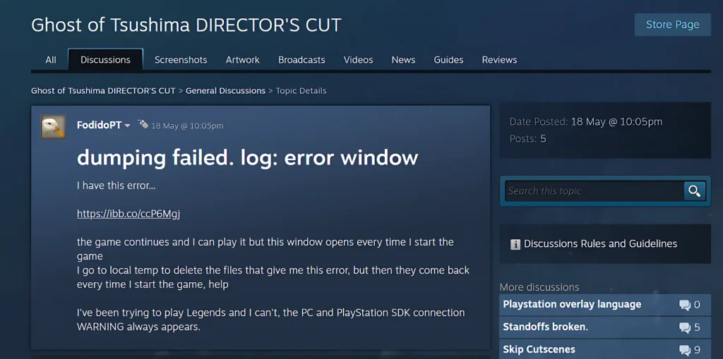 Steam dumping failed. log error window 