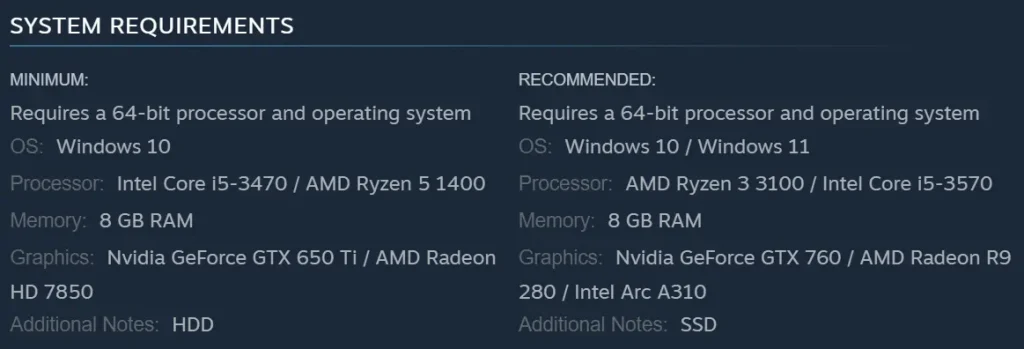 system Requirements