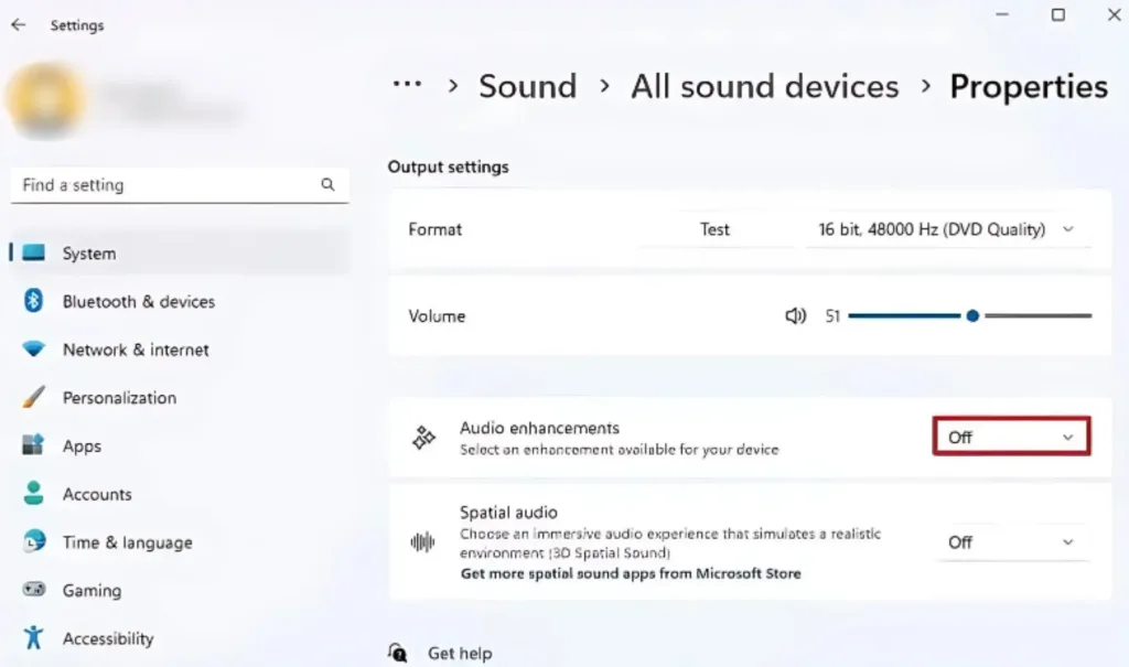 Turn Off Audio Enhancements