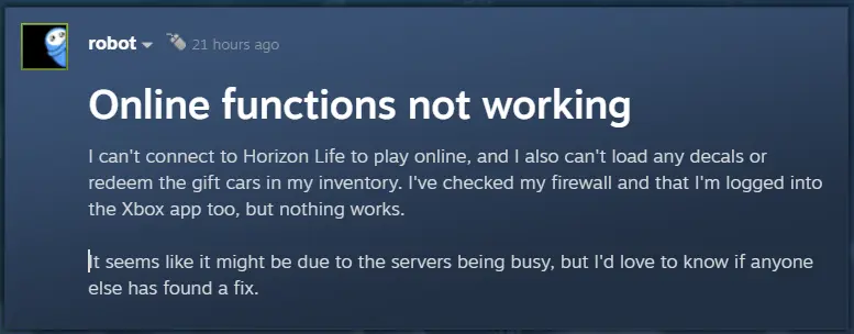 Online Function not working