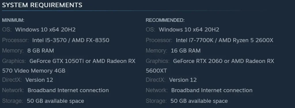 System Requirements For First Descendant