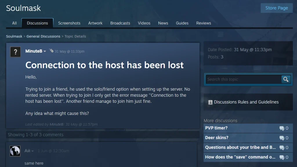 Steam Soulmask Connection To The Host Has Been Lost
