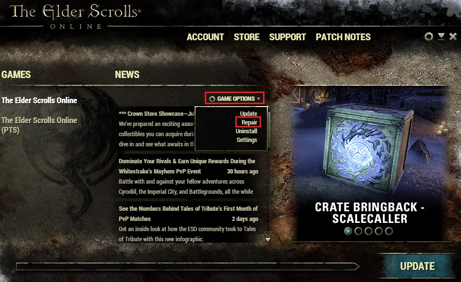 The Elder Scrolls Online Gold Road Error 104 No Memory