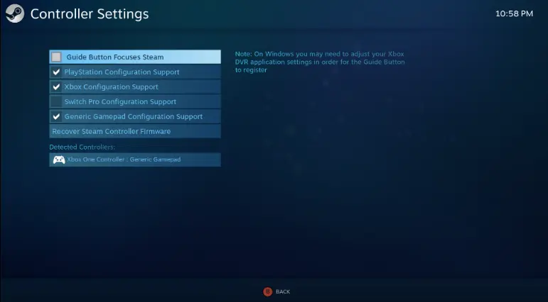 Steam Detected Controllers