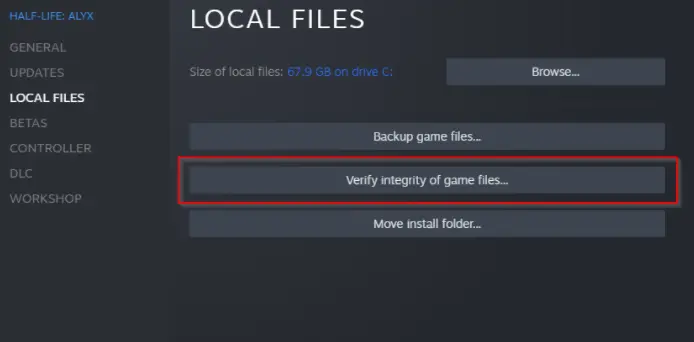 Verify integrity of Game Files