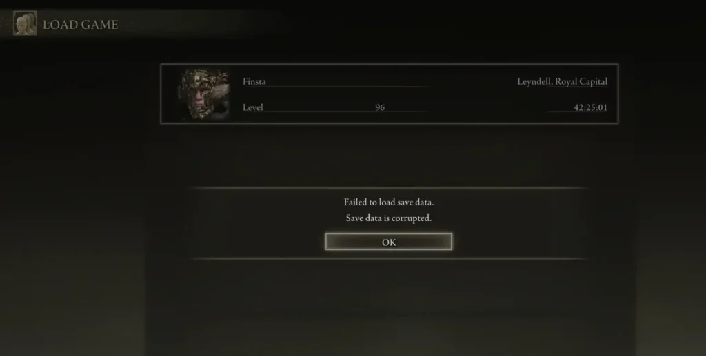 Elden Ring Save Data Error