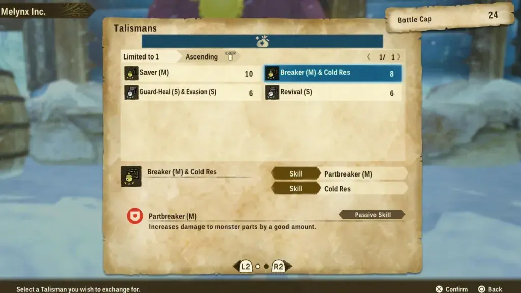 How to Get Cold Resistance in Monster Hunter Stories 2 talismans