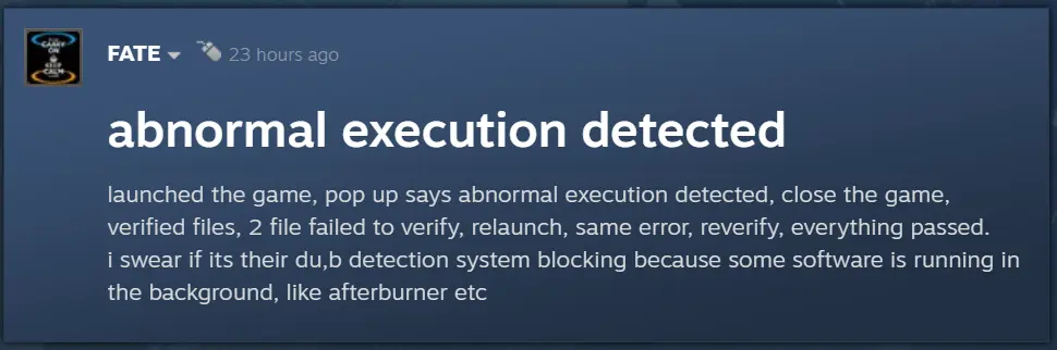 The First Descendant Abnormal Execution Detected