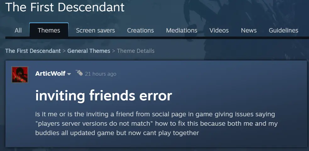 Fix Inviting Friends Error The First Descendant