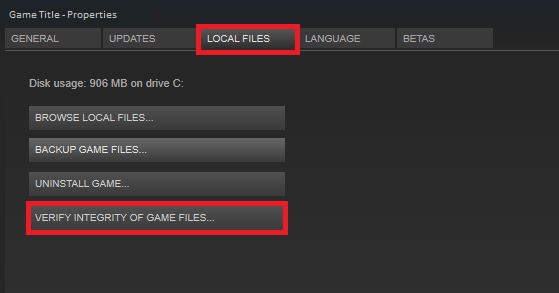 Verify Game Files (PC Only)